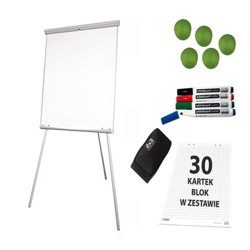 Flipchart 70x100 magnetyczny suchościeralna tablica na trójnogu akcesoria