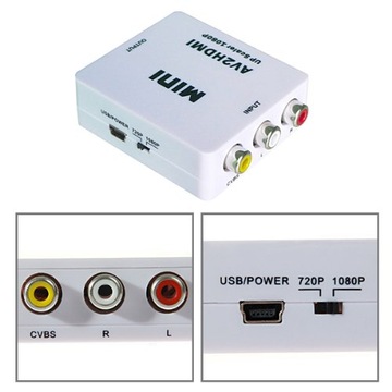 Адаптер Конвертер сигналов 3 x Cinch RCA 1080 в HDM