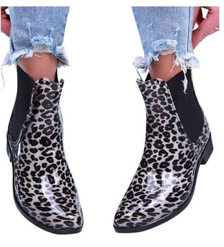 Buty damskie Drapieżne kalosze Leopard z cholewką powyżej kostki 15846 39