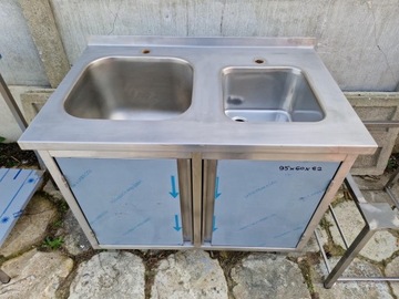 ZLEW GASTRONOMICZNY 2 KOMOROWY Z SZAFKĄ 95X60X85