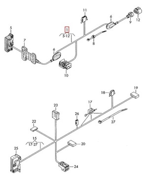 SVAZEK DVEŘE PRAVÝ PŘEDNÍ VW TOURAN 1T3 FACELIFT 1T1971121A