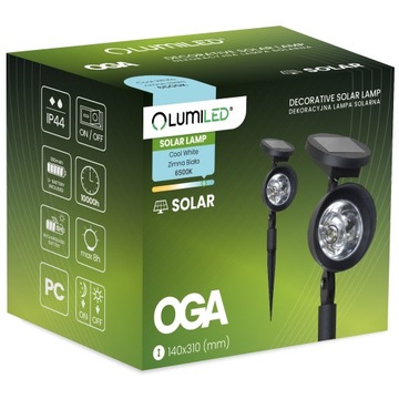 LAMPKA SOLARNA Ogrodowa LED REFLEKTOR Kierunkowy WBIJANY SZPIKULEC CZUJNIK