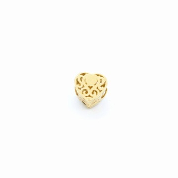 charms serce na bransoletkę damską koronkowy wzór złoto 14k 585 1,11g