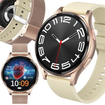 SMARTWATCH DAMSKI POLSKIE MENU EKG GLUKOZA CIŚNIENIE ROZMOWY AMOLED 2paski