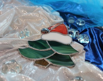 Витражная елка, кулон, елка Тиффани