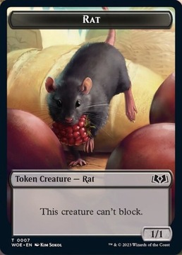 MtG: Rat Token (Black 1/1 Can't Block) (xWOE)