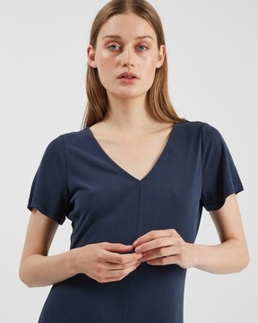 MINIMUM GRANATOWA SUKIENKA MIDI V NECK (S)