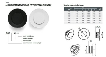 Белый анемостат 160 | модель; ASV | DARCO VENTLAB