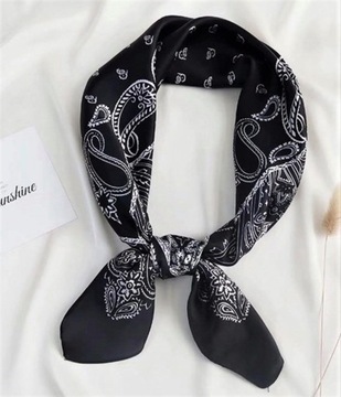 ШАРФ GAWROSZKA, БАНДАНА, МАЛЕНЬКИЙ ШАРФ, черный, 70/70