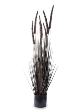 Sztuczna trawa w doniczce, kwitnąca trawa WYSOKA - 90cm, czarna