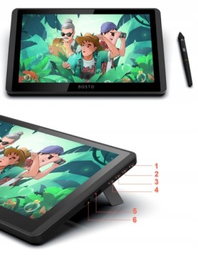 Графический планшет BOSTO 12HD-A с ЖК-экраном, разрешением 8192 ст и плотностью точек 5080 LPI для графического дизайна