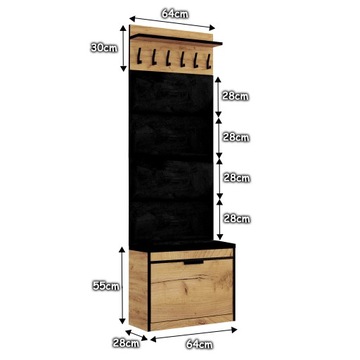 КОМПЛЕКТ МЕБЕЛИ В СТИЛЕ АЛЯСКА ЛОФТ ШКАФ ДЛЯ ОБУВИ С МЯГКИМИ ПАНЕЛЯМИ, ВЕШАЛКА