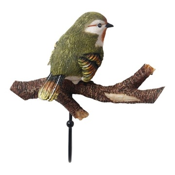 Śliczny wieszak na płaszcze, uchwyt na brelok do kluczy Wieszak Art 12,5 cm x 18,5 cm x 5,5 cm Zielone ptaki