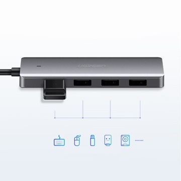 АДАПТЕР UGREEN HUB SPLITTER USB-C TYPE-C НА 4x USB 3.0 ПЕРЕДАЧА ДО 5 Гбит/с