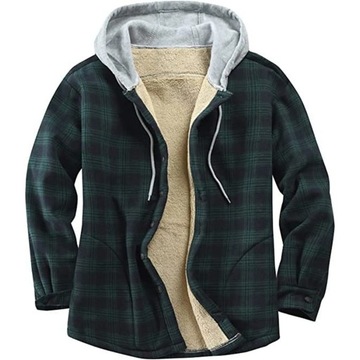 2023 Autumn Winter Men'S Fleece Plaid Jacket Plush