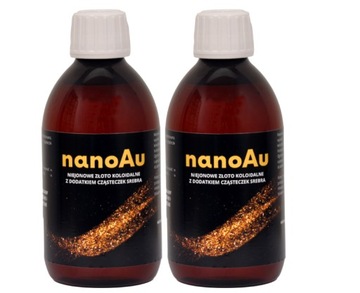 2 x ZŁOTO KOLOIDALNE, Nano Au 300 ml, 50 ppm