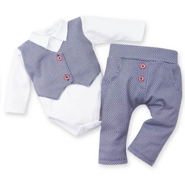 Elegancki komplet Mrofi body - kamizelka spodnie CHRZEST r. 68