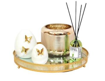 Подсвечник Круглый зеркальный поднос, золото, диаметр 25,5 см.