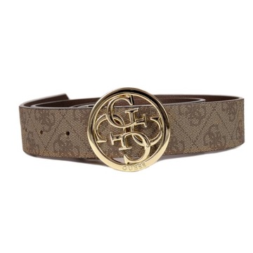Guess Pasek damski beżowy złote logo BW9166P4235 LTL r.L