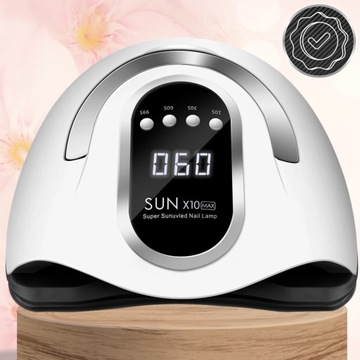MOCNA LAMPA DO PAZNOKCI HYBRYD ŻELI UV LED SUN X10 MAX LCD Z RĄCZKĄ 280W