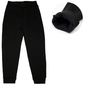 GRUBE SPODNIE OCIEPLANE czarne 98 z meszkiem