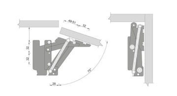 ПЕТЛЯ ПОДЪЕМНИКА ЗАСЛОНКИ КОМПЛЕКТ МЕБЕЛЬНОГО ПРИВОДА L+R