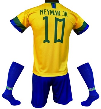 Komplet strój piłkarski Neymar Jr Brazylia koszulka spodenki getry : 122 cm