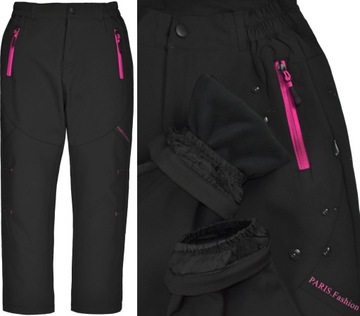 HOLD HANDS Czarne Zimowe SPODNIE Ocieplane Softshell - 176/182