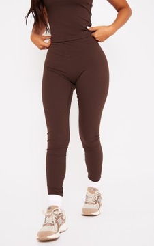 Prettylittlething NG4 stv KLASYCZNE BRĄZOWE LEGGINSY MARSZCZENIE S