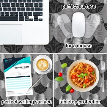 Коврик защитный 120х60 для письменного стола Black and Grey Circles