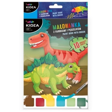 KIDEA MALOWANKA Z FARBKAMI I PĘDZELKIEM DINOZAURY