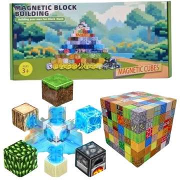 KLOCKI MINECRAFT KLOCKI MAGNETYCZNE SZEŚCIANY 60 KLOCKÓW