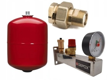 ZESTAW NACZYNIE WZBIORCZE 24L C.O GRUPA BEZPIECZEŃSTWA NIERDZEWNA