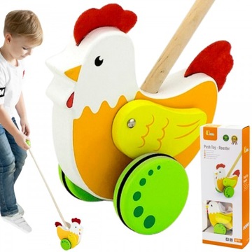 Viga Toys Drewniany Pchacz Edukacyjny Kurka