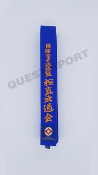 Pas Kyokushin Niebieski 340 cm z haftem