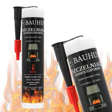 Силиконовый огнезащитный герметик для каминов Bauhus 280 мл черный 1500°C