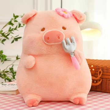 Maskotka pluszak duża grubiutka świnka świnia z widelcem 40 cm