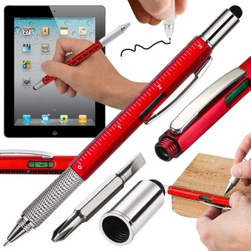 UNIWERSALNY DŁUGOPIS WIELOFUNKCYJNY MULTITOOL ŚRUBOKRĘT POZIOMICA 6W1