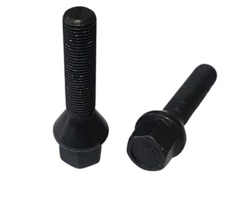 Śruby do kół długie 12x1,25x45 mm stożek czarne EU