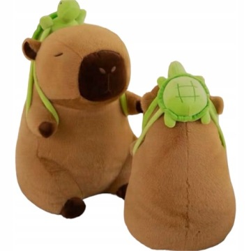 ПЛЮШЕВАЯ ИГРУШКА-МАСКОТ КАПИБАРА С РЮКЗАКОМ 35 СМ С ПЛЮШЕВОЙ ЧЕРЕПАХОЙ