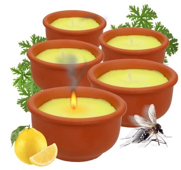 ŚWIECA ZAPACHOWA NA KOMARY MUCHY MESZKI MOLE ĆMY CITRONELLA NO PEST (5 SZT)