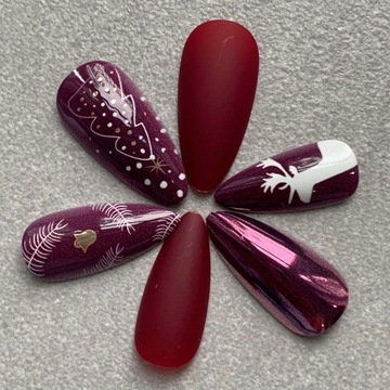 PAZNOKCIE SZTUCZNE TIPSY ŚWIĄTECZNE ZIMOWE 24SZT