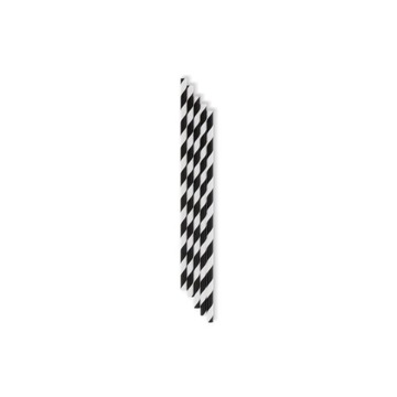 Słomki papierowe 8mm/ 14cm czarne paski, 250szt