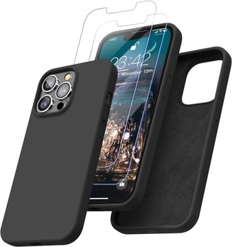 ETUI PLECKI CASE DO IPHONE 13 PRO MAX CZARNE ZESTAW AKCESORIA SZKŁO CASEKII