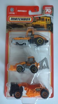 Zestaw Matchbox MBX Construction Pojazdy budowalne 3pak 3 szt