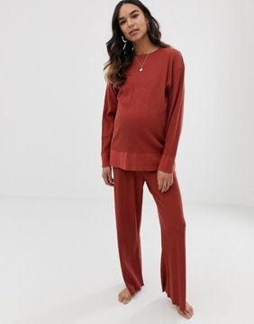 X87429 ŻEBROWANY SWETER CIĄŻOWY CEGŁA 36