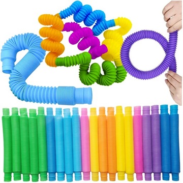 RURKI SENSORYCZNE TUBY Zestaw XXL 20 sztuk Kolorowe Rury Pop Tube