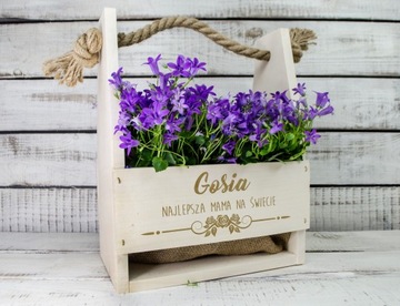 ЦВЕТОЧНАЯ КОРОБКА ЦВЕТОЧНЫЙ ГОРШОК С ГРАВИРОВКОЙ ПОДАРОК ​​НА ДЕНЬ МАТЕРИ ГРАВИРОВКА ДЛЯ МАТЕРИ