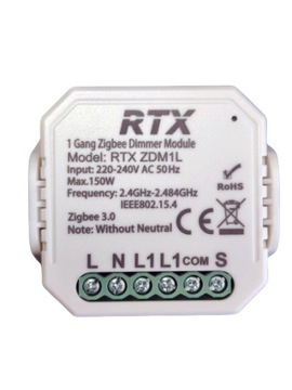 Модуль диммера для скрытого монтажа RTX, 1 цепь, ZigBee TUYA #без N
