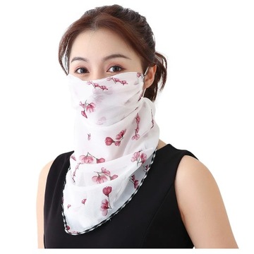 Fashion Face Cover Breathable Anti-Dust Sunscreen Neck Cover Women Chiffon